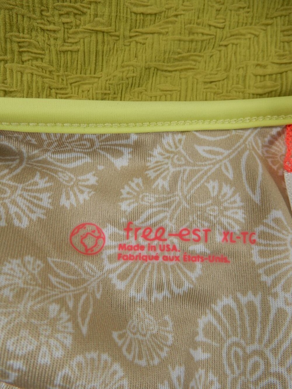 FREE PEOPLE free-est Amber Jacquard One Piece SWIMSUIT Size XL Lime Cheeky NEW - Picture 4 of 9